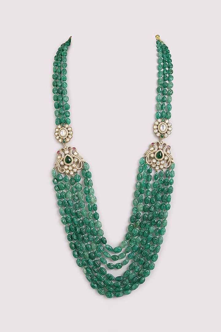 Green Beaded Mala by Preeti Mohan Men at Pernia's Pop Up Shop