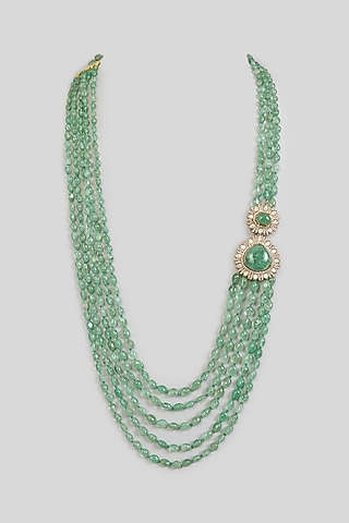 Green Layered Beaded Mala by Preeti Mohan Men
