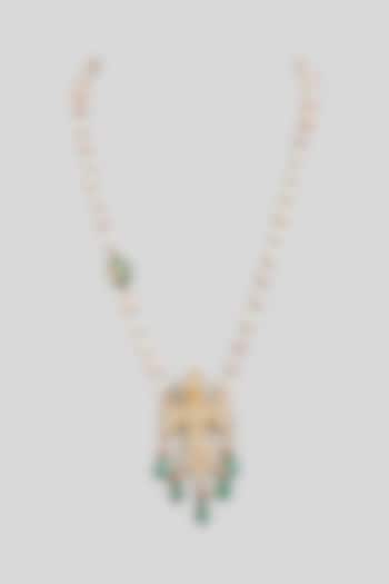 Green Beaded Mala by Preeti Mohan Men at Pernia's Pop Up Shop