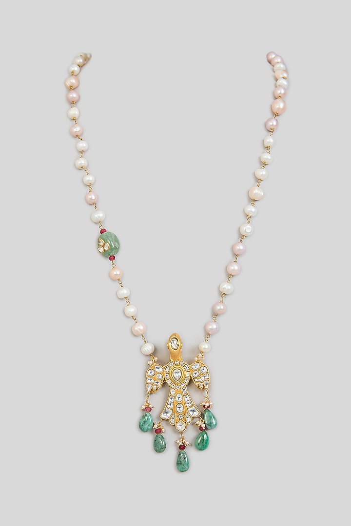 Green Beaded Mala by Preeti Mohan Men at Pernia's Pop Up Shop