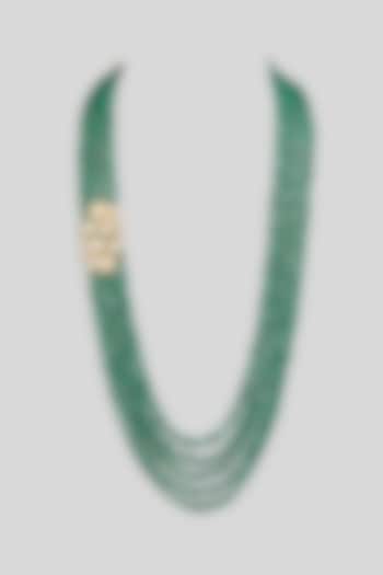 Green Layered Beaded Mala by Preeti Mohan Men at Pernia's Pop Up Shop