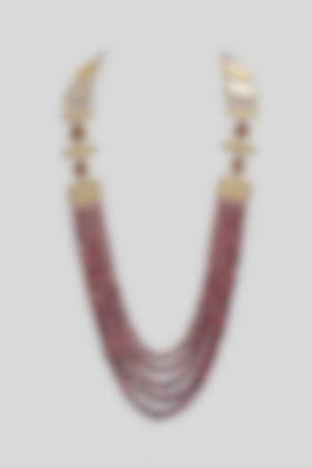 Red Layered Beaded Mala by Preeti Mohan Men at Pernia's Pop Up Shop