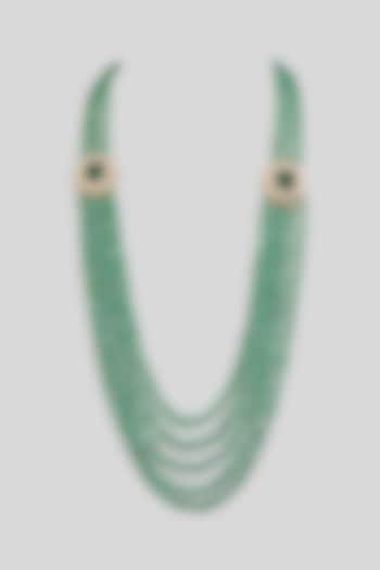 Green Layered Beaded Mala by Preeti Mohan Men at Pernia's Pop Up Shop