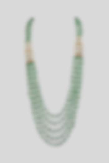 Green Layered Beaded Mala by Preeti Mohan Men at Pernia's Pop Up Shop