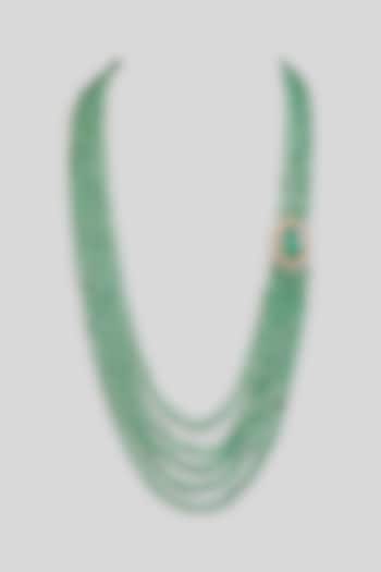 Green Layered Beaded Mala by Preeti Mohan Men at Pernia's Pop Up Shop
