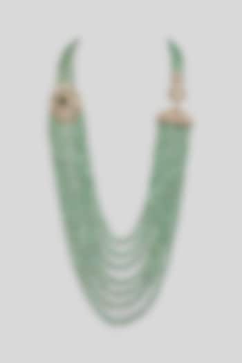 Green Layered Beaded Mala by Preeti Mohan Men at Pernia's Pop Up Shop