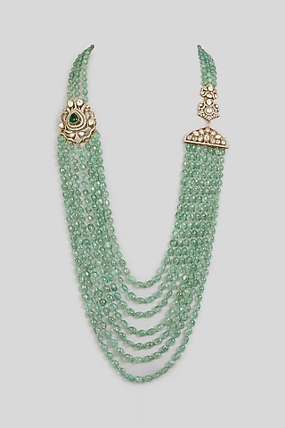 Green Layered Beaded Mala by Preeti Mohan Men