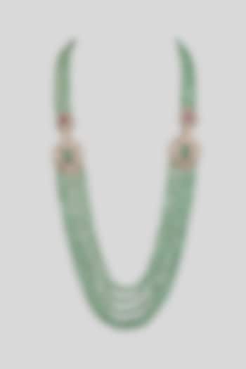 Green Layered Beaded Mala by Preeti Mohan Men at Pernia's Pop Up Shop