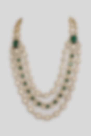 Green Layered Beaded Mala by Preeti Mohan Men at Pernia's Pop Up Shop