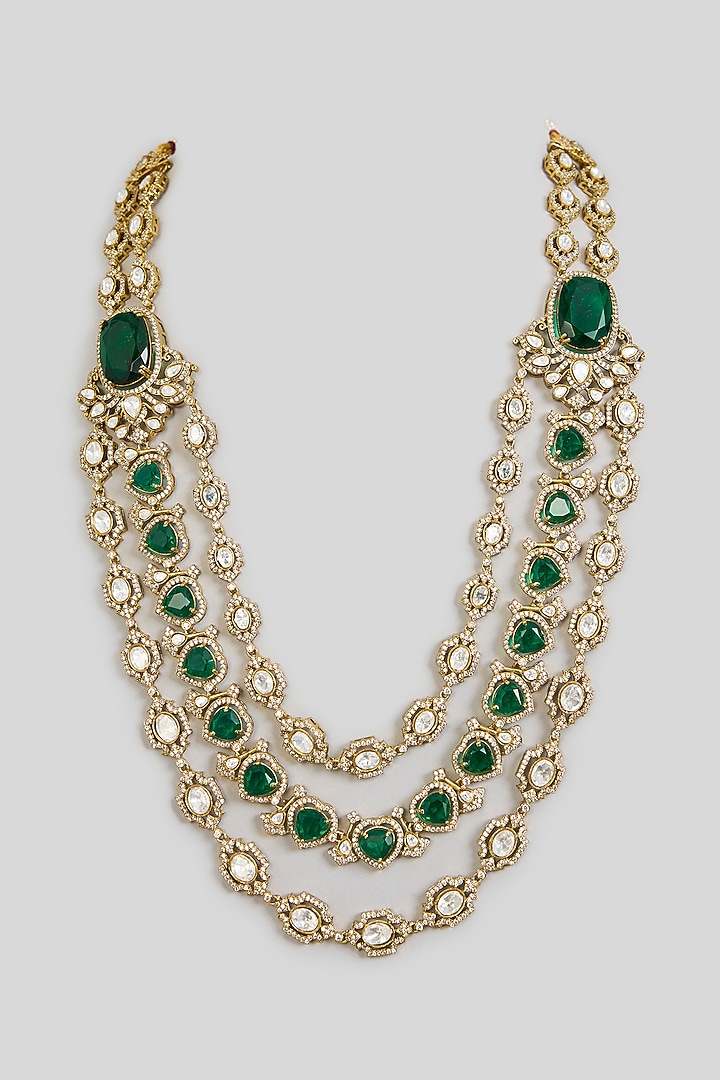 Green Layered Beaded Mala by Preeti Mohan Men at Pernia's Pop Up Shop