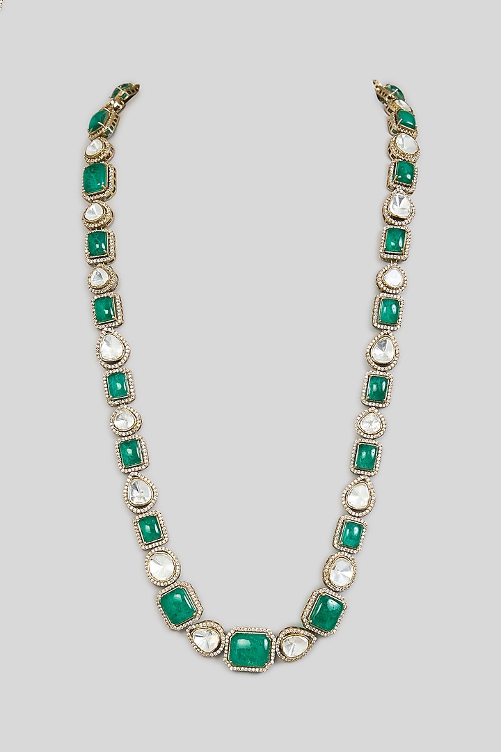 Green Layered Studded Mala by Preeti Mohan Men at Pernia's Pop Up Shop