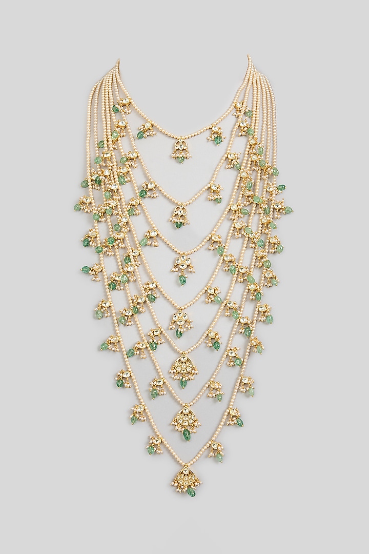 Green Layered Mala by Preeti Mohan Men at Pernia's Pop Up Shop