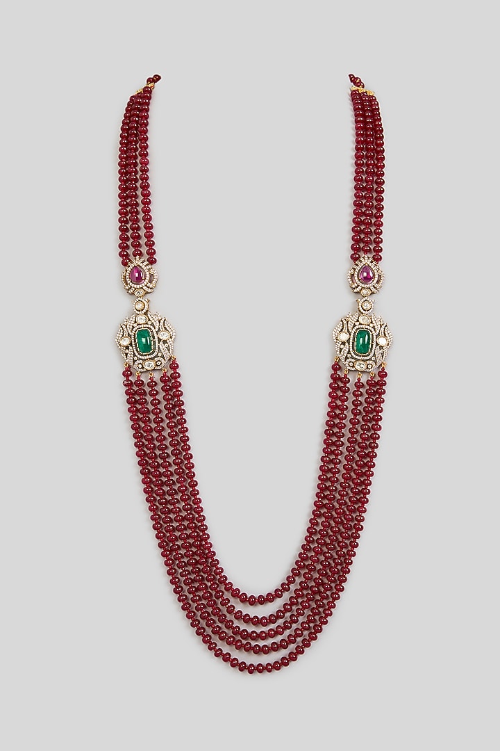 Red Layered Mala by Preeti Mohan Men at Pernia's Pop Up Shop