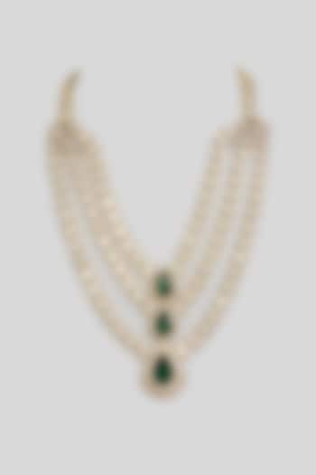 Green Layered Studded Mala by Preeti Mohan Men at Pernia's Pop Up Shop