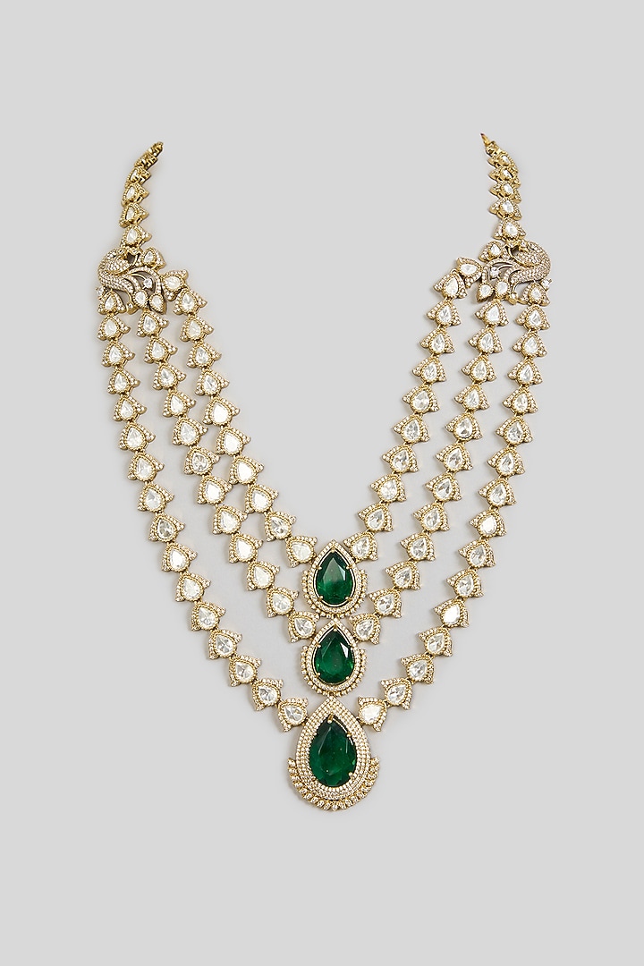 Green Layered Studded Mala by Preeti Mohan Men at Pernia's Pop Up Shop