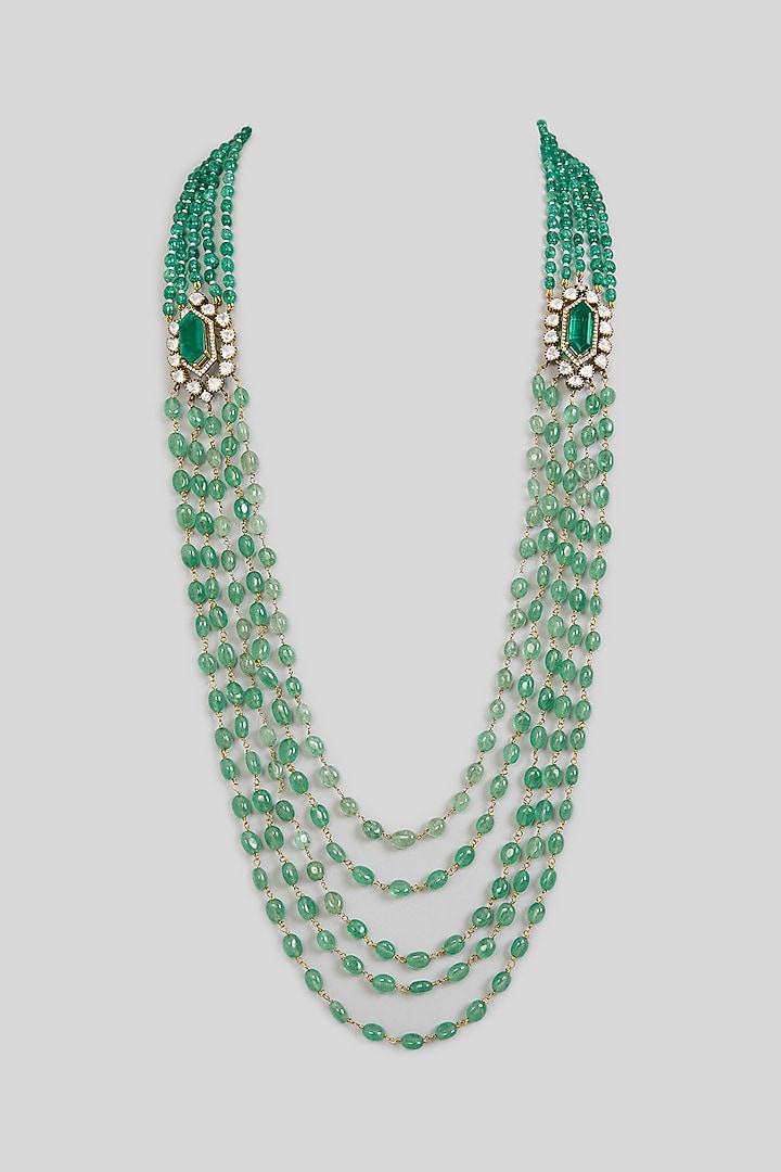 Green Layered Mala by Preeti Mohan Men at Pernia's Pop Up Shop