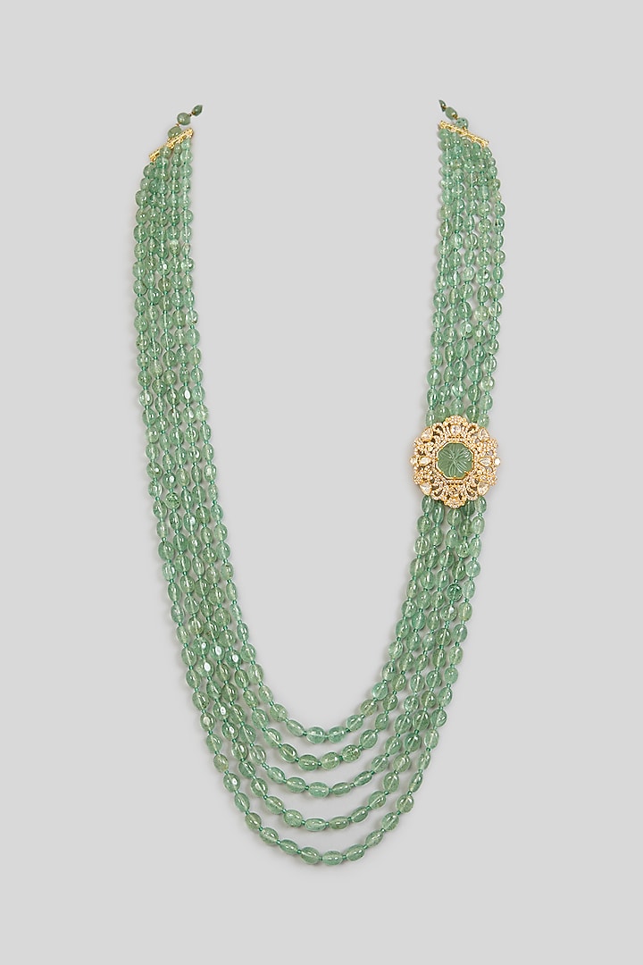 Green Layered Mala by Preeti Mohan Men at Pernia's Pop Up Shop