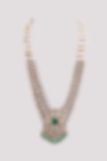 Gold Finish Kundan Polki & Green Stone Mala by Preeti Mohan Men at Pernia's Pop Up Shop