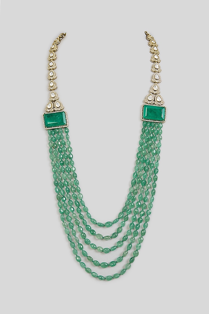 Green Layered Mala by Preeti Mohan Men at Pernia's Pop Up Shop