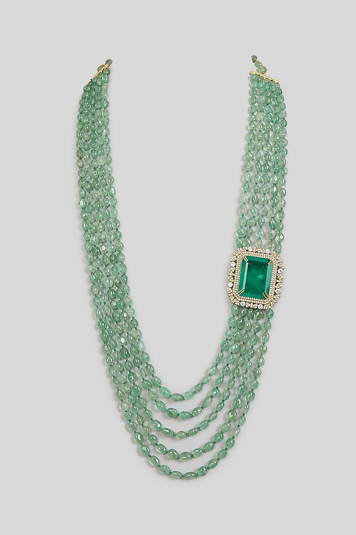 Green Layered Mala by Preeti Mohan Men at Pernia's Pop Up Shop