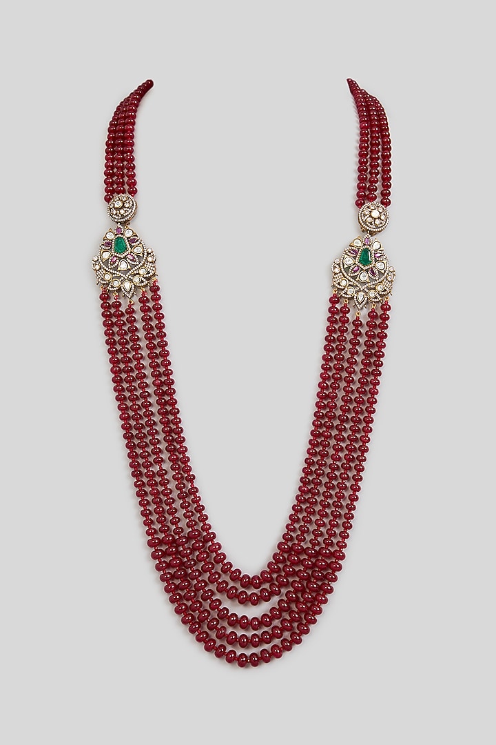 Red Layered Mala by Preeti Mohan Men at Pernia's Pop Up Shop