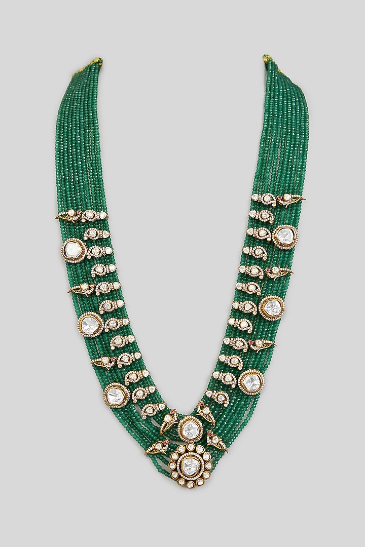 Green Layered Mala by Preeti Mohan Men at Pernia's Pop Up Shop