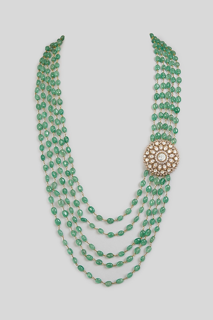 Green Layered Mala by Preeti Mohan Men at Pernia's Pop Up Shop