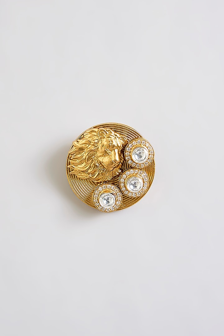 Gold Finish Brass Brooch by Preeti Mohan Men at Pernia's Pop Up Shop