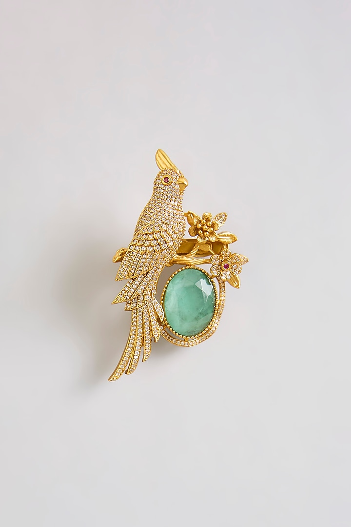 Gold Brass Brooch by Preeti Mohan Men at Pernia's Pop Up Shop