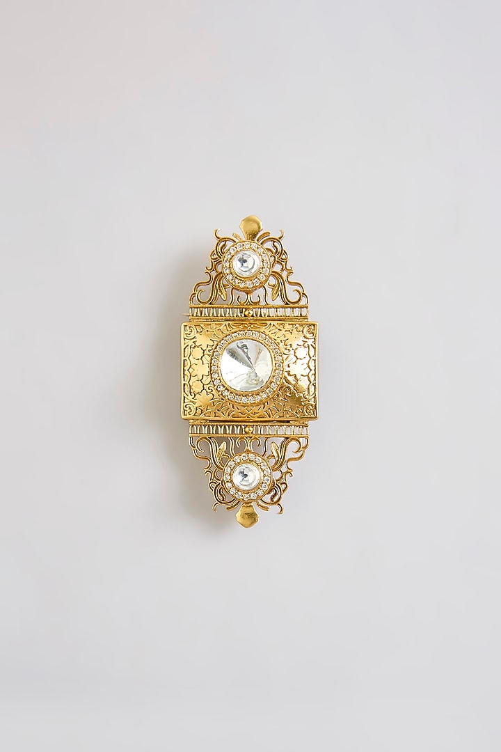 Gold Brass Brooch by Preeti Mohan Men at Pernia's Pop Up Shop