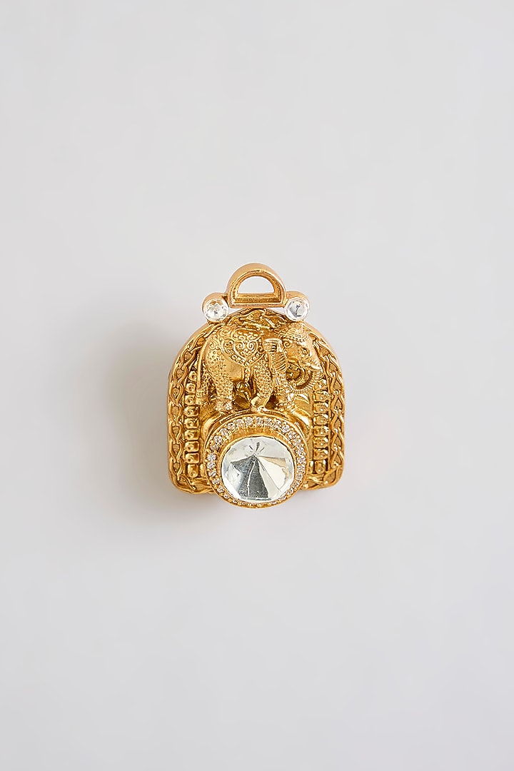 Gold Brass Brooch by Preeti Mohan Men at Pernia's Pop Up Shop