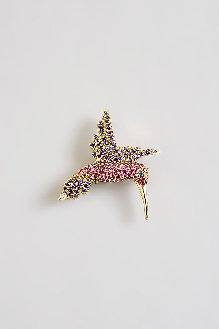 Pink Brass Brooch by Preeti Mohan Men at Pernia's Pop Up Shop