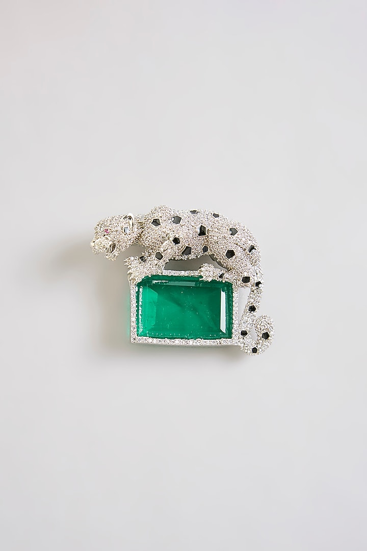 Green Brass Brooch by Preeti Mohan Men at Pernia's Pop Up Shop
