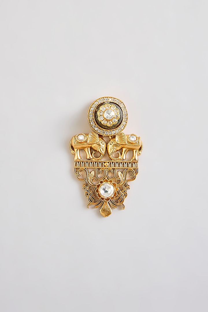 Gold Brass Brooch by Preeti Mohan Men at Pernia's Pop Up Shop