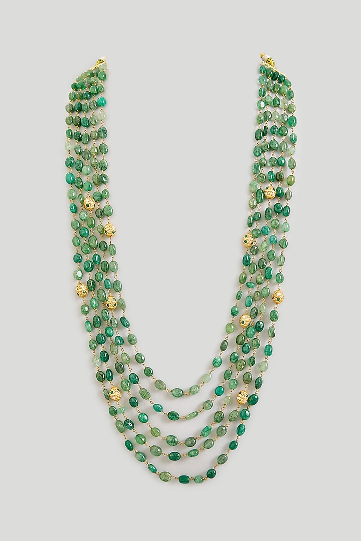 Green Beaded Mala by Preeti Mohan Men at Pernia's Pop Up Shop