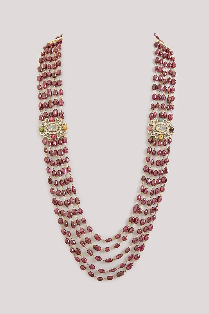 Red Beaded Mala by Preeti Mohan Men at Pernia's Pop Up Shop