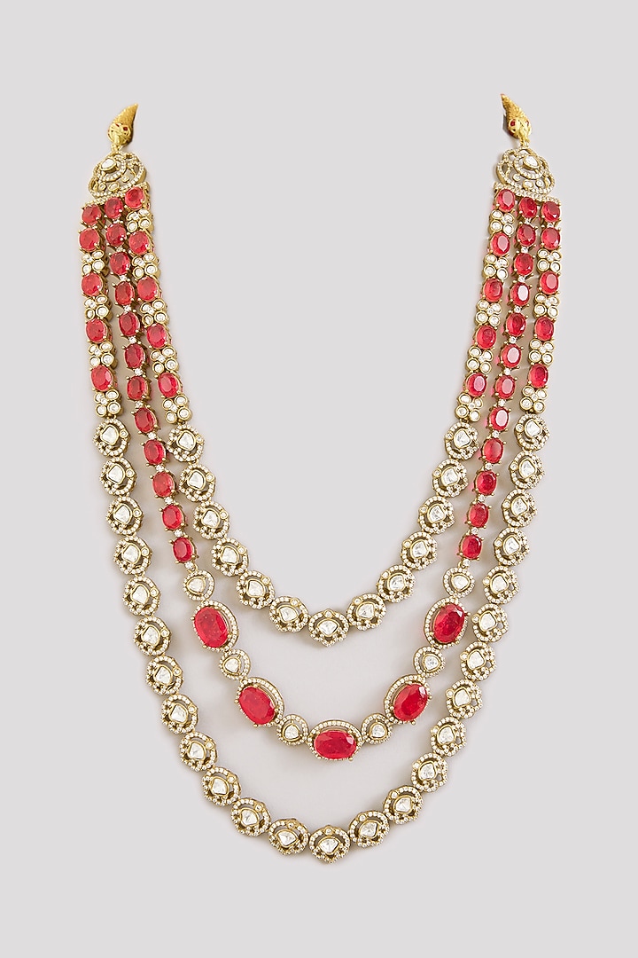 Red Beaded Mala by Preeti Mohan Men at Pernia's Pop Up Shop