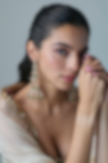 Gold Finish Kundan Polki & Green Stone Dangler Earrings In Sterling Silver by Preeti Mohan Silver at Pernia's Pop Up Shop
