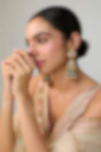 Gold Finish Kundan Polki Dangler Earrings In Sterling Silver by Preeti Mohan Silver at Pernia's Pop Up Shop
