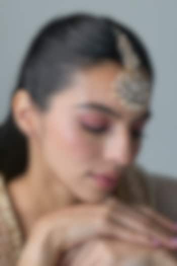 Gold Finish Kundan Polki Maangtikka In Sterling Silver by Preeti Mohan Silver at Pernia's Pop Up Shop