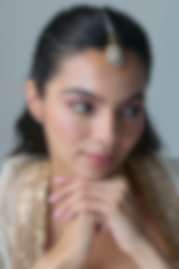 Gold Finish Kundan Polki Maangtikka In Sterling Silver by Preeti Mohan Silver at Pernia's Pop Up Shop