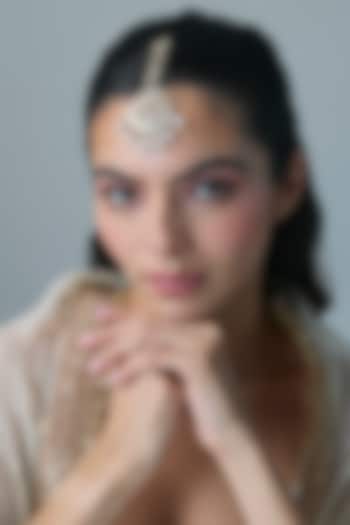 Gold Finish Kundan Polki Maangtikka In Sterling Silver by Preeti Mohan Silver at Pernia's Pop Up Shop