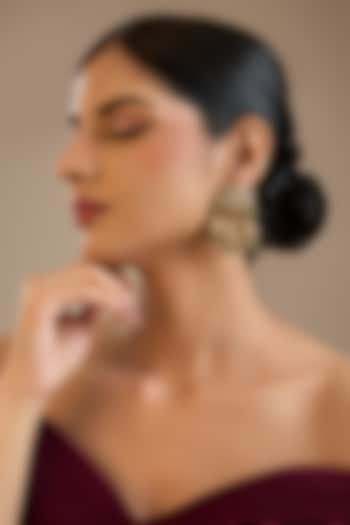 Gold Finish Kundan Polki & Red Stone Dangler Earrings In Sterling Silver by Preeti Mohan Silver at Pernia's Pop Up Shop