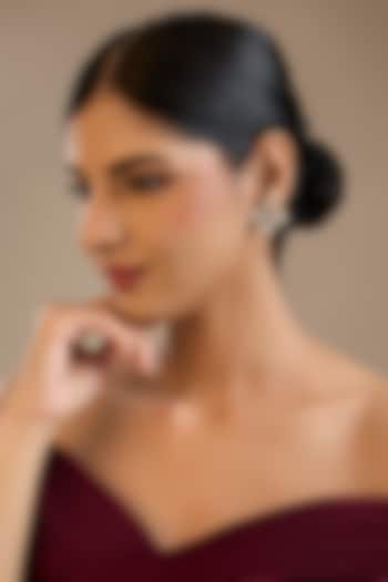 Gold Finish Kundan Polki Stud Earrings In Sterling Silver by Preeti Mohan Silver at Pernia's Pop Up Shop