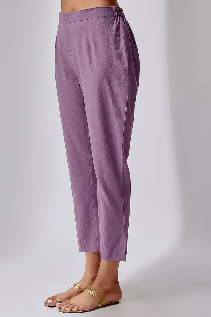 Purple Cotton Embroidered & Printed Tunic Set by Priyam Narayan at Pernia's Pop Up Shop