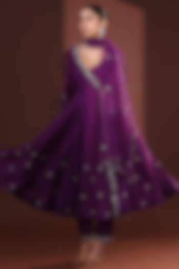 Purple Chanderi Anarkali Set by LABEL PRIYANKA KHOKKER at Pernia's Pop Up Shop