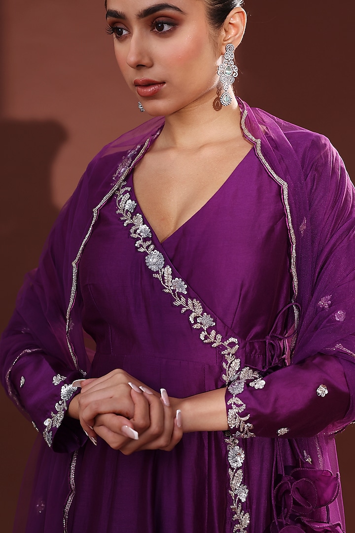 Purple Chanderi Wedding Anarkali Set by LABEL PRIYANKA KHOKKER at Pernia's Pop Up Shop