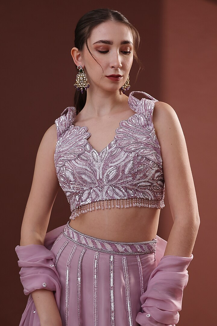 Lilac Organza Wedding Lehenga Set by LABEL PRIYANKA KHOKKER at Pernia's Pop Up Shop