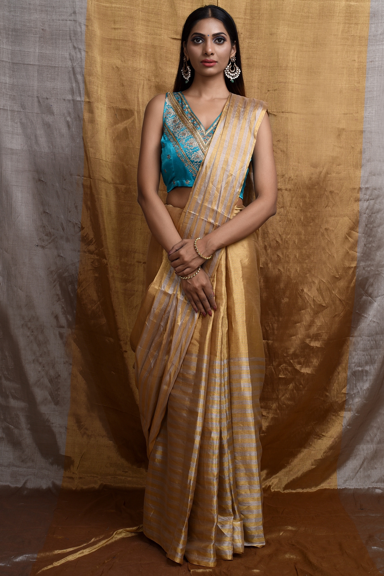 golden saree new design