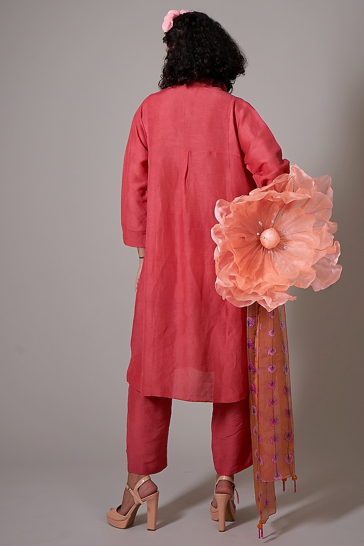 Coral Linen Tunic Set by Priti Prashant at Pernia's Pop Up Shop